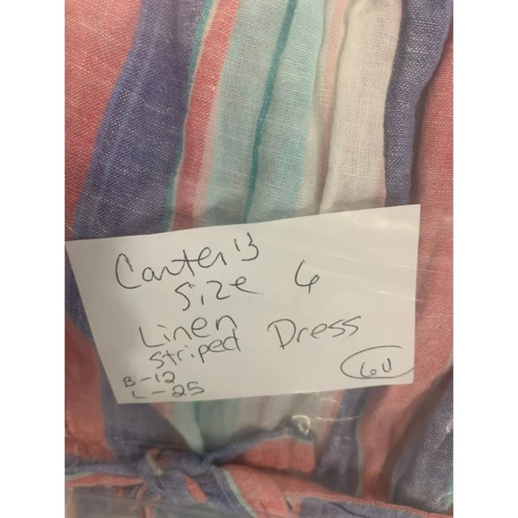 Carter’s Linen Striped size 6 short sleeve‎ tie waist Dress - Picture 8 of 8